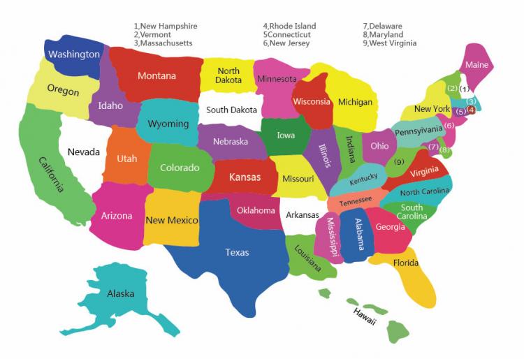 free vector Free Colorful USA Map With States Vector